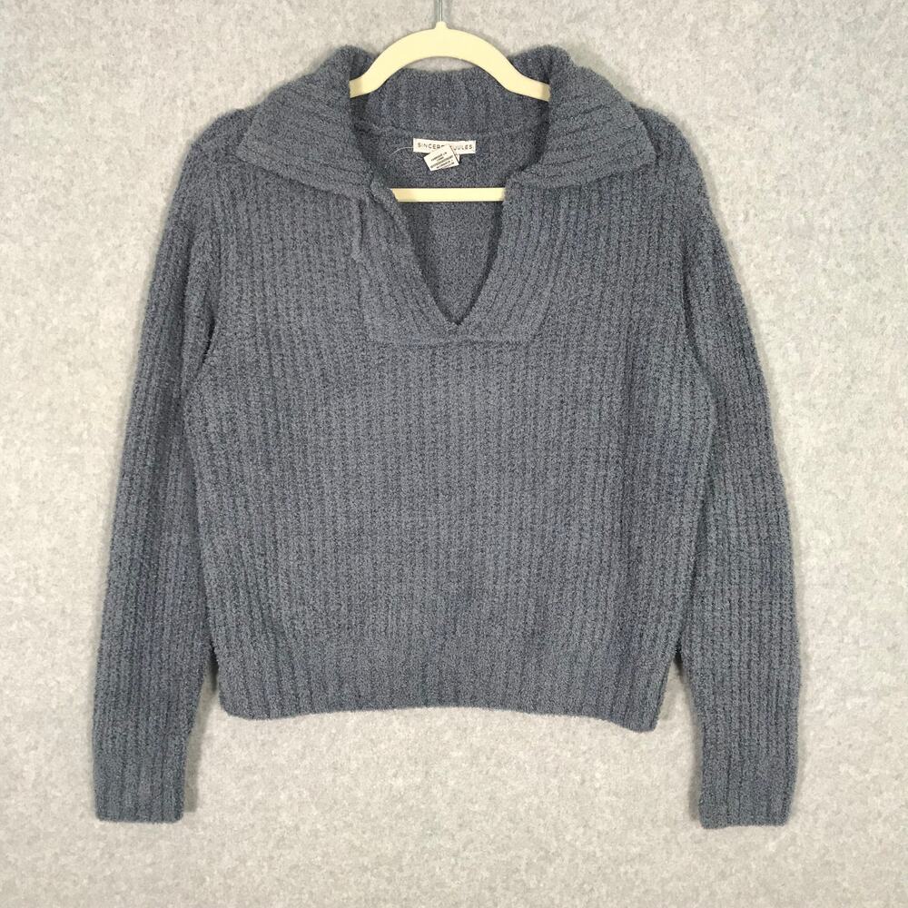 Sincerely Jules Sweater Medium Chenille Soft Tennis Prep Academia Old Money Cozy